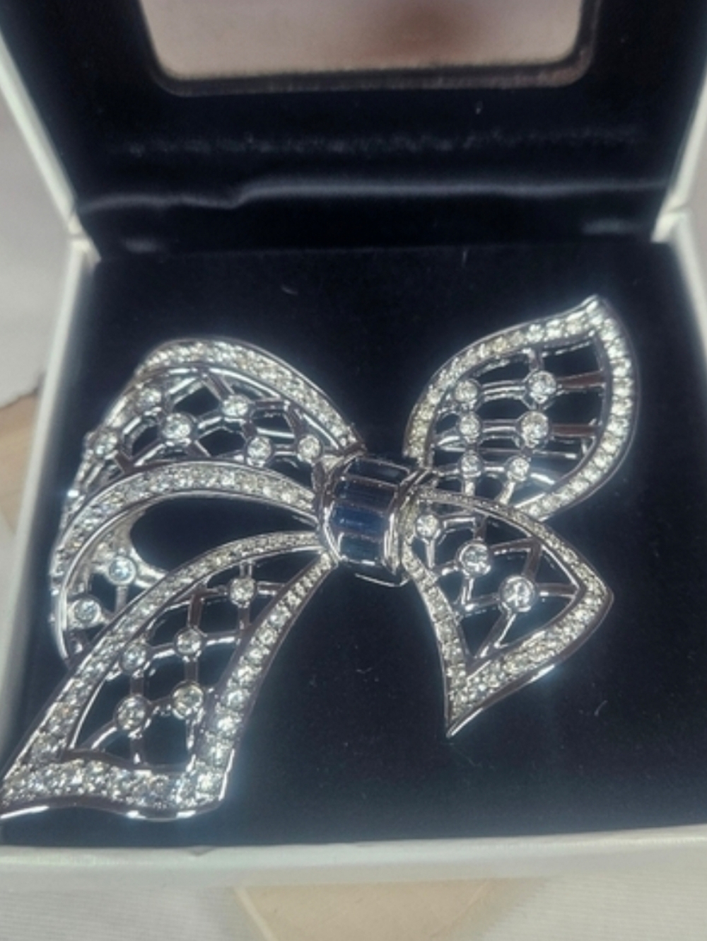Swarovski Signed Pave Crystal Bow Brooch NIB 2.75" Retired Rare